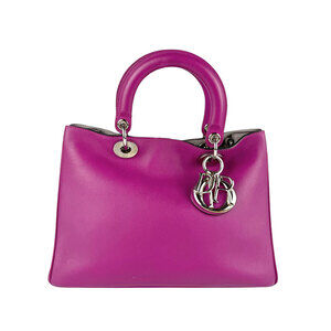 Christian Dior Diorissimo Leather Shoulder Bag Purple Silver